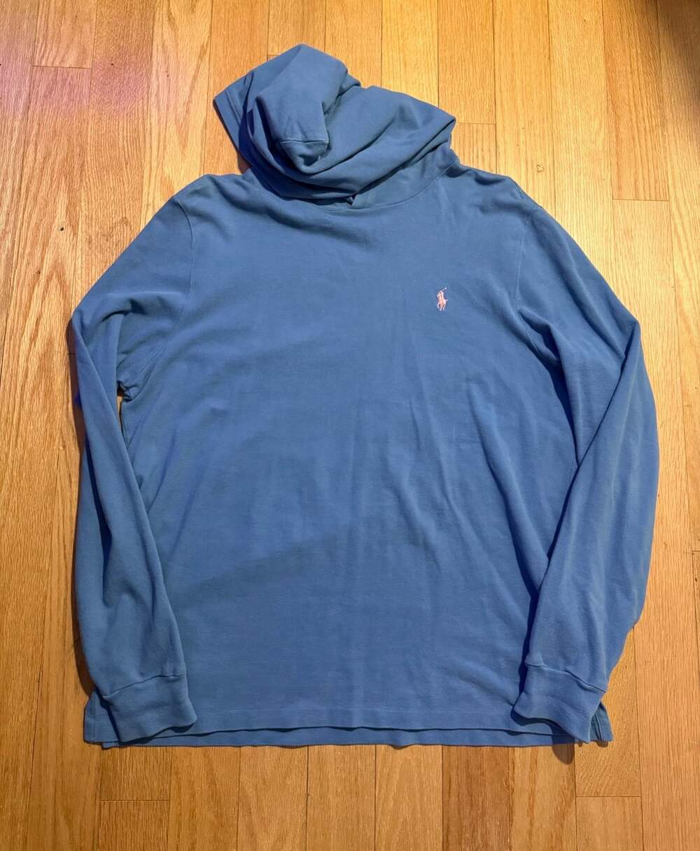 Polo Ralph Lauren Jersey Hooded T-Shirt Size L Blue Long Sleeve